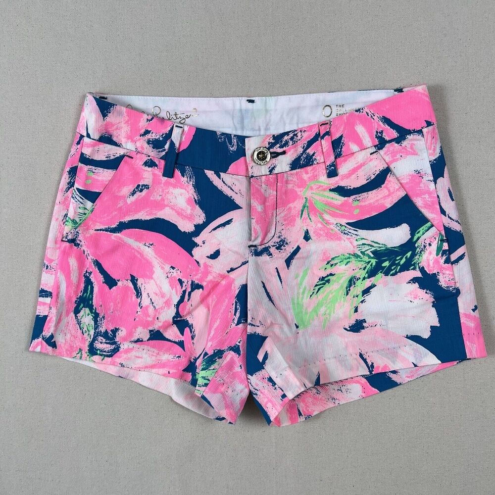 Lily‎ Pulitzer The Callahan Short Women’s 0 Pink Blue Floral 5” Inseam
